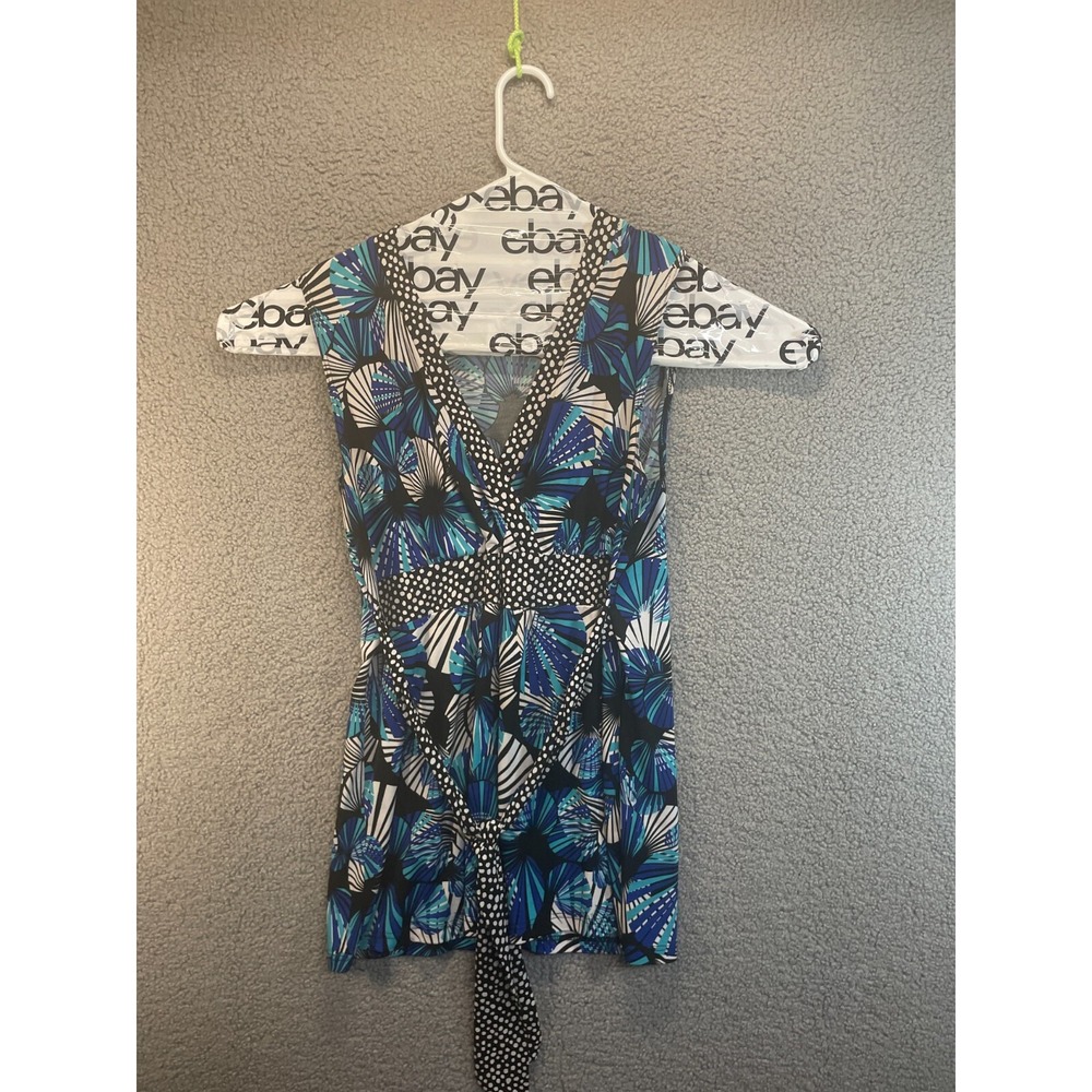 Susan Lawrence Sleeveless V-Neck Top Blouse Size Large Asymmetrical